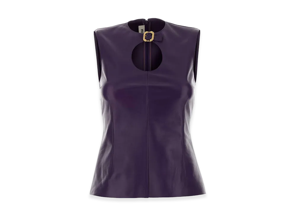 MIU MIU Women's Leather Top "Purple"