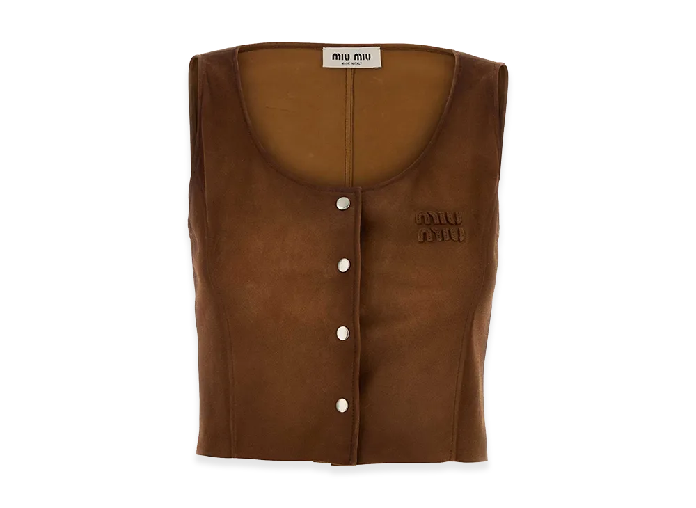 MIU MIU Women's Suede Top "Brown"
