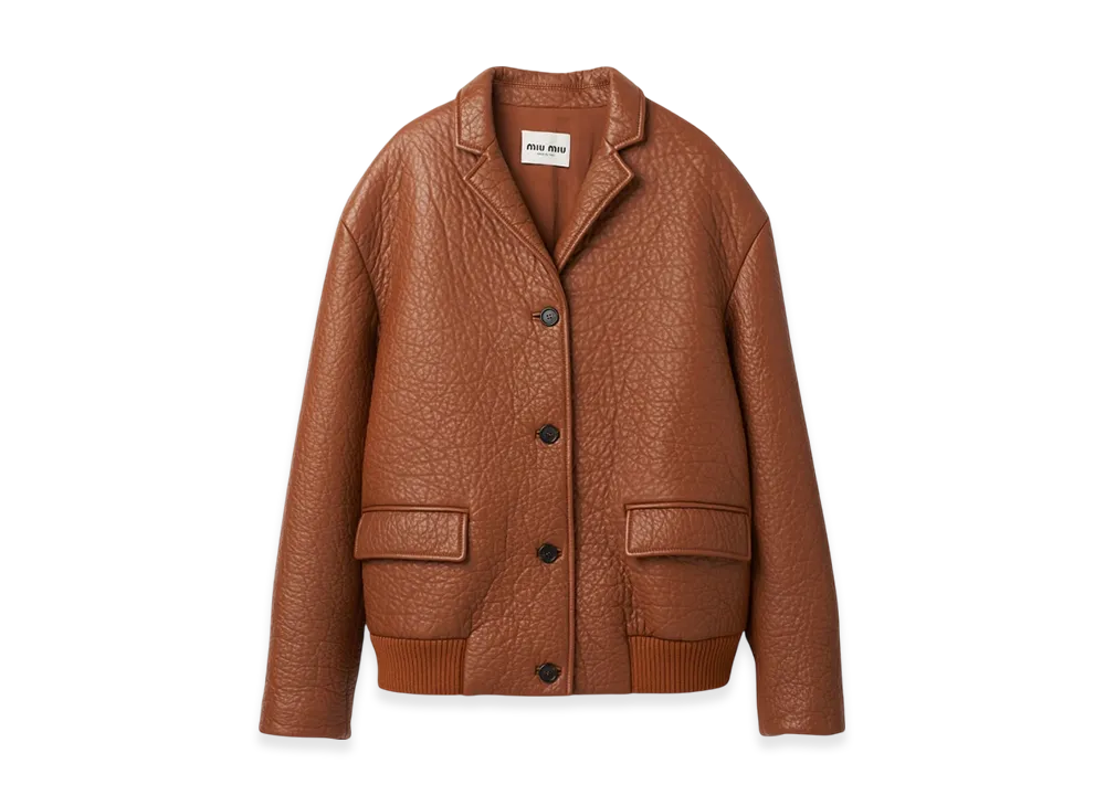 MIU MIU Women's Nappa Leather Jacket "Cognac"