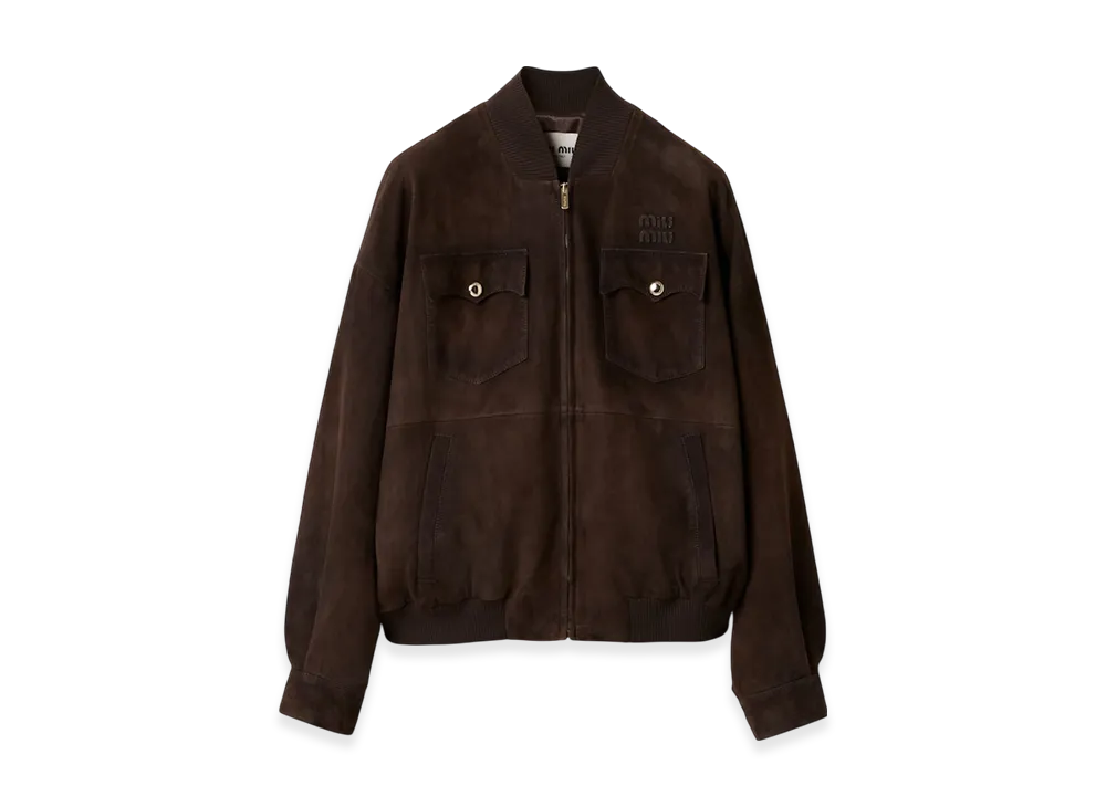 MIU MIU Women's Suede Napa Leather Jacket "Dark Brown"