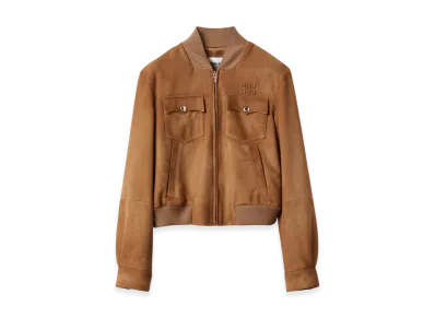 MIU MIU Women's Suede Nappa Leather Jacket "Maple Brown"