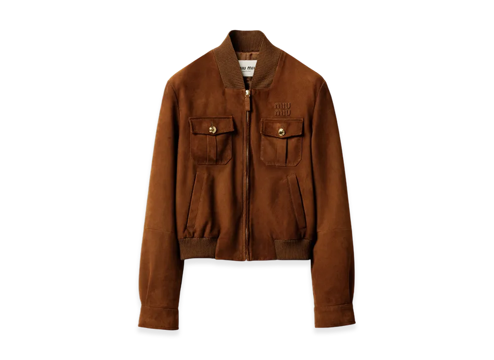 MIU MIU Waxed Suede Jacket "Brandy"