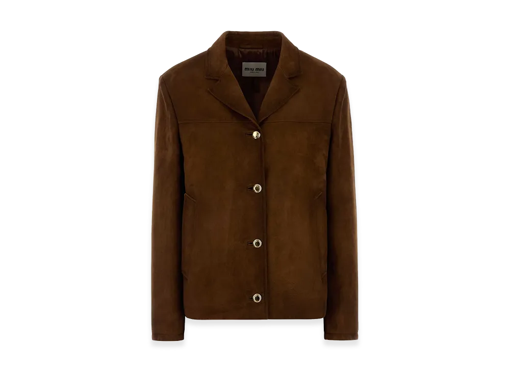 MIU MIU Women's Suede Jacket "Brown"