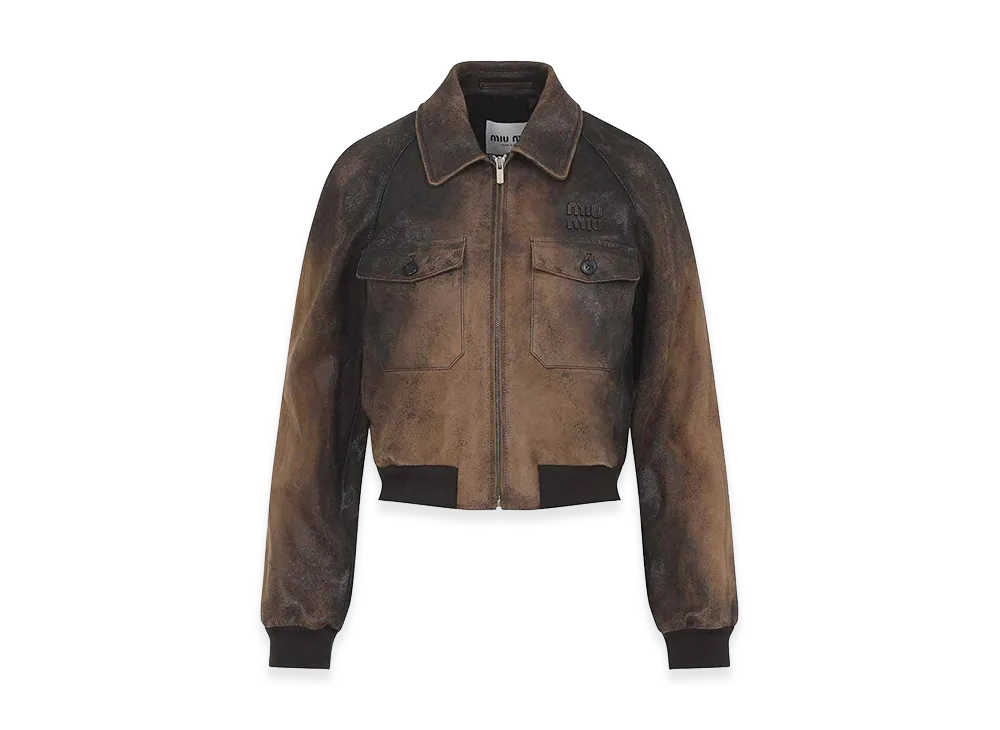 MIU MIU Women's Lamb Leather Jacket "Brown"