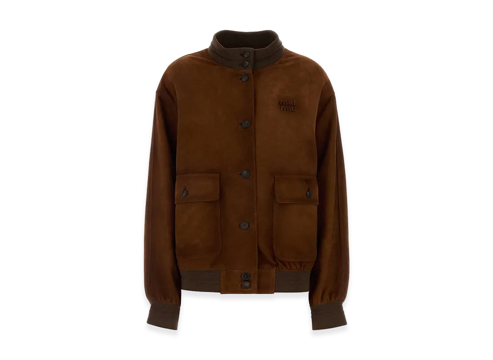 MIU MIU Women's Suede Bomber Jacket "Brown"