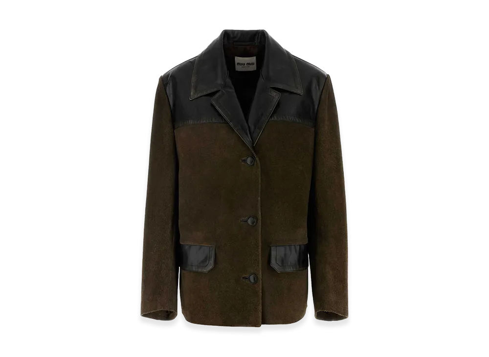 MIU MIU Women's Bottle Suede Jacket "Green"