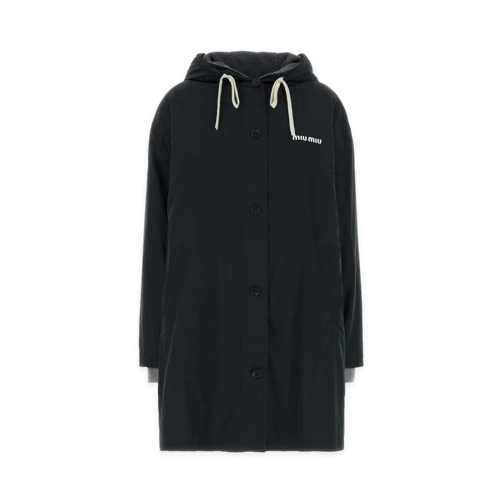 MIU MIU Women's Polyester Blend Parka "Black"