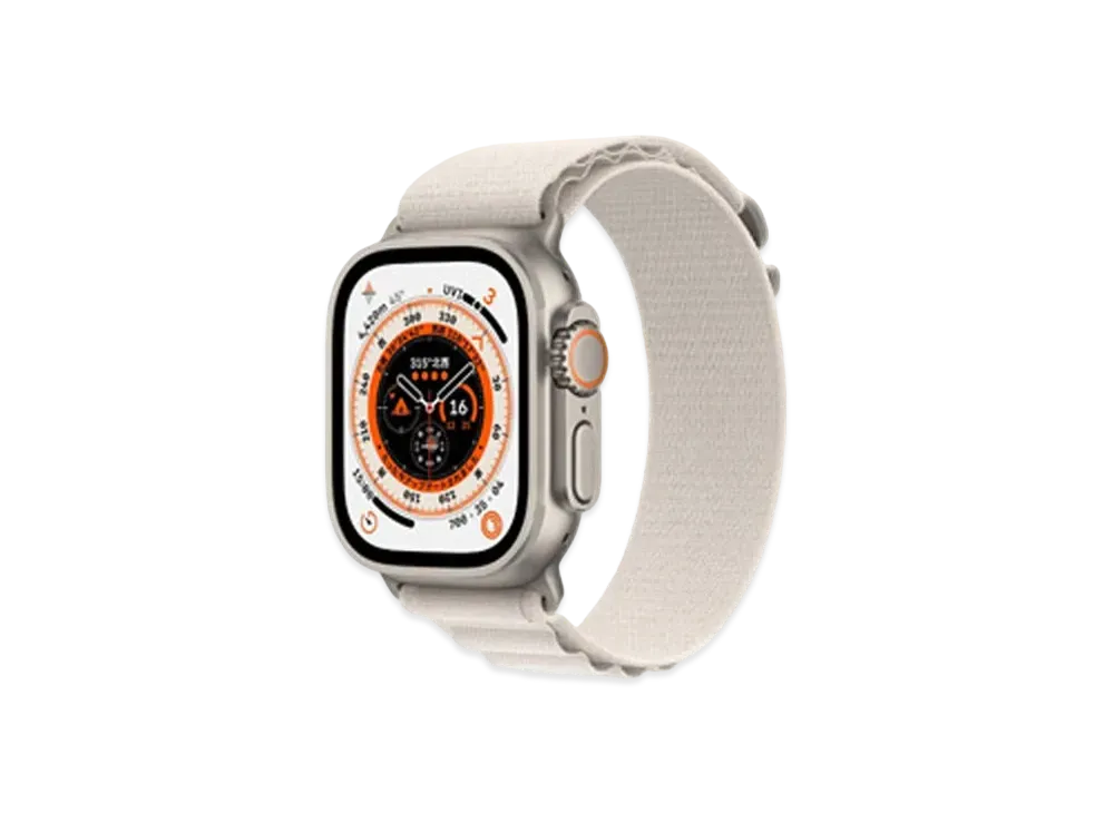 Apple Watch Ultra (GPS + Cellular Model) 49mm Titanium Case Starlight Alpine Loop L "Silver" MQFT3JA