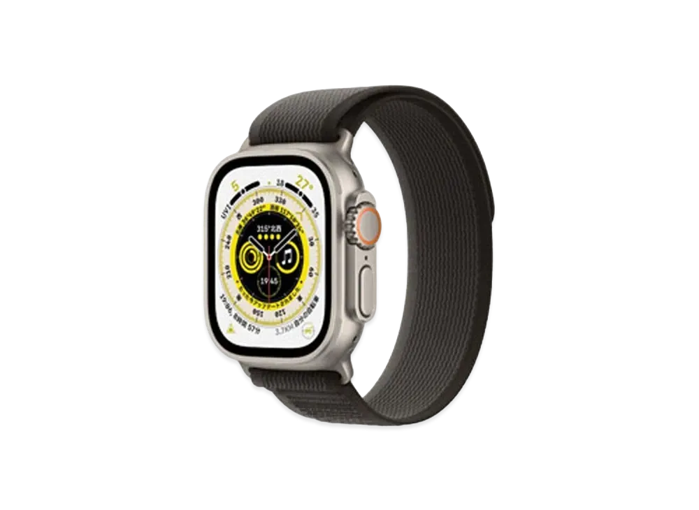 Apple Watch Ultra (GPS + Cellular Model) 49mm Titanium Case Black/Gray Trail Loop M/L "Black" MQFX3JA