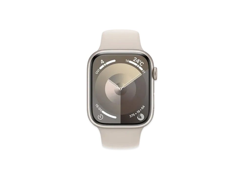 Apple Watch Series 9 (GPS Model) 45mm Starlight Aluminiumcase Starlight Sportsband (M/L) "Silver" MR973J/A