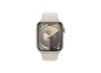 Apple Watch Series 9 (GPS Model) 45mm Starlight Aluminiumcase Starlight Sportsband (M/L) "Silver" MR973J/A