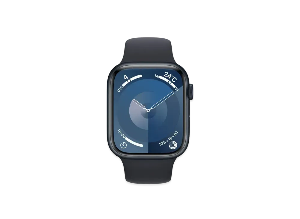 Apple Watch Series 9 (GPS Model) 45mm Midnight Aluminiumcase Midnight Sportsband (M/L) "Black" MR9A3J/A