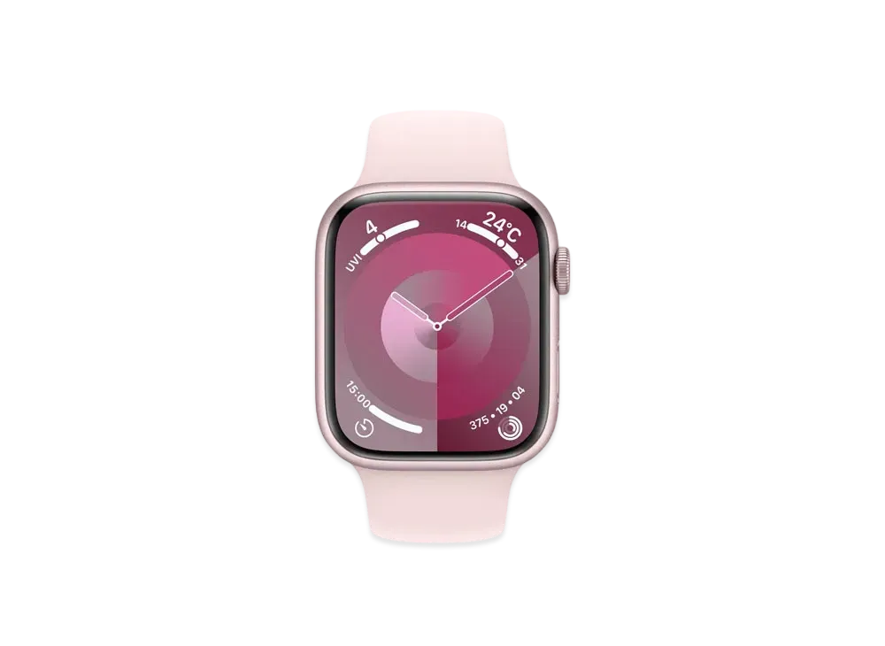 Apple Watch Series 9 (GPS Model) 45mm Pink Aluminiumcase Light Pink Sportsband (S/M) "Pink" MR9G3J/A