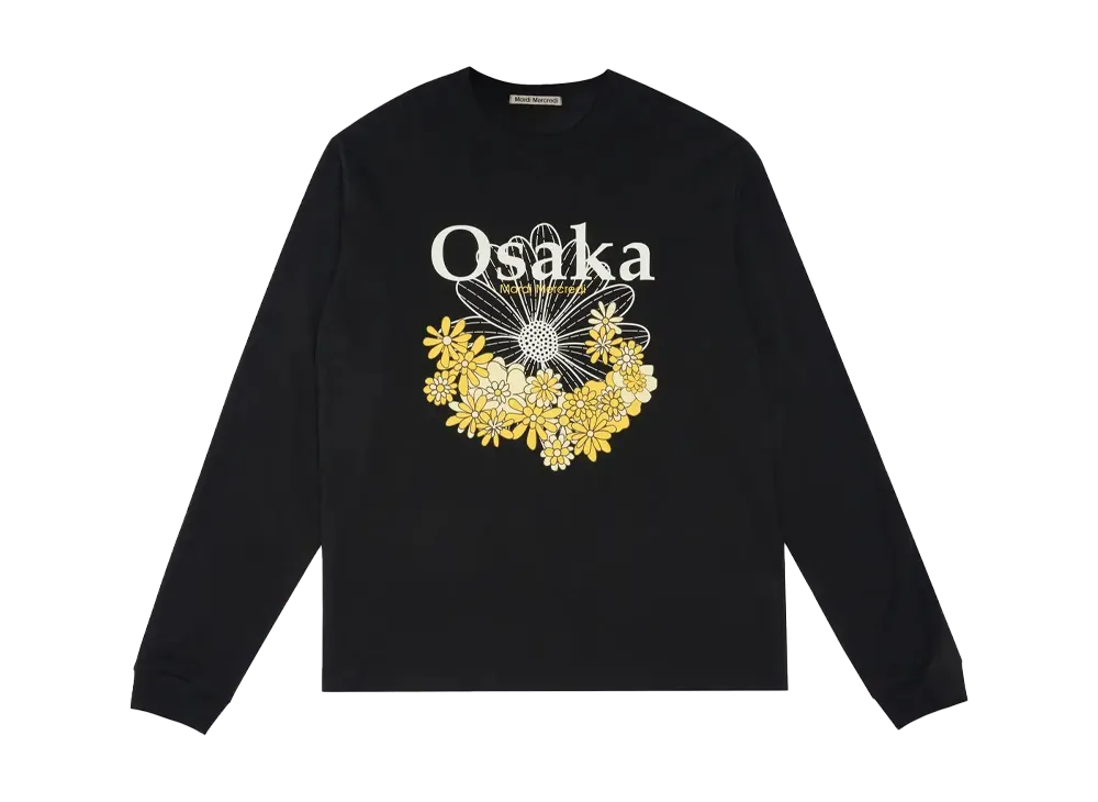 Mardi Mercredi Unisex Tshirt Long Sleeve Flower Osaka New Blossom "Black"