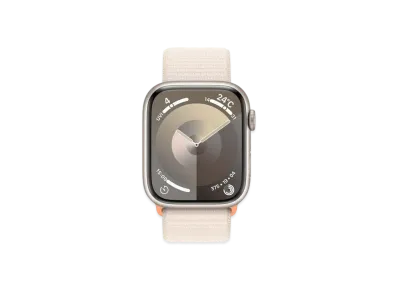 Apple Watch Series 9 (GPS + Cellular Model) 45mm Starlight Aluminiumcase Starlight Sports Loop "Silver" MRMA3J/A