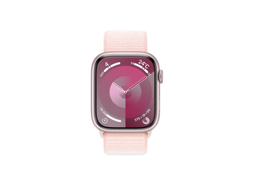 Apple Watch Series 9 (GPS + Cellular Model) 45mm Pink Aluminiumcase Light Pink Sports Loop "Pink" MRMM3J/A