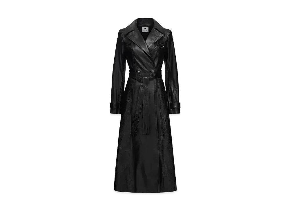 Marine Serre Embossed Leather Trench Coat "Black"
