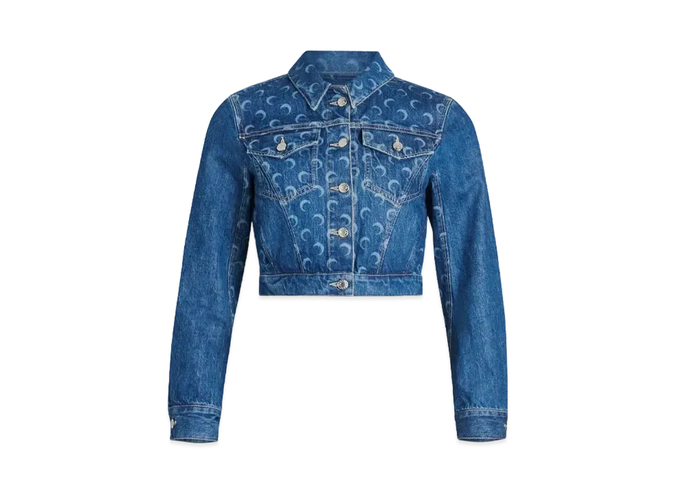 Marine Serre Deadstock Denim Boxy Jacket "Blue"