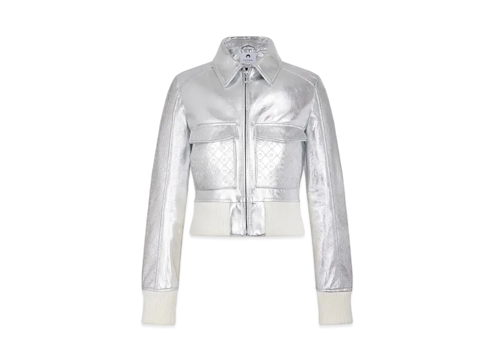 Marine Serre Laminated Leather Boxy Jacket "Silver"