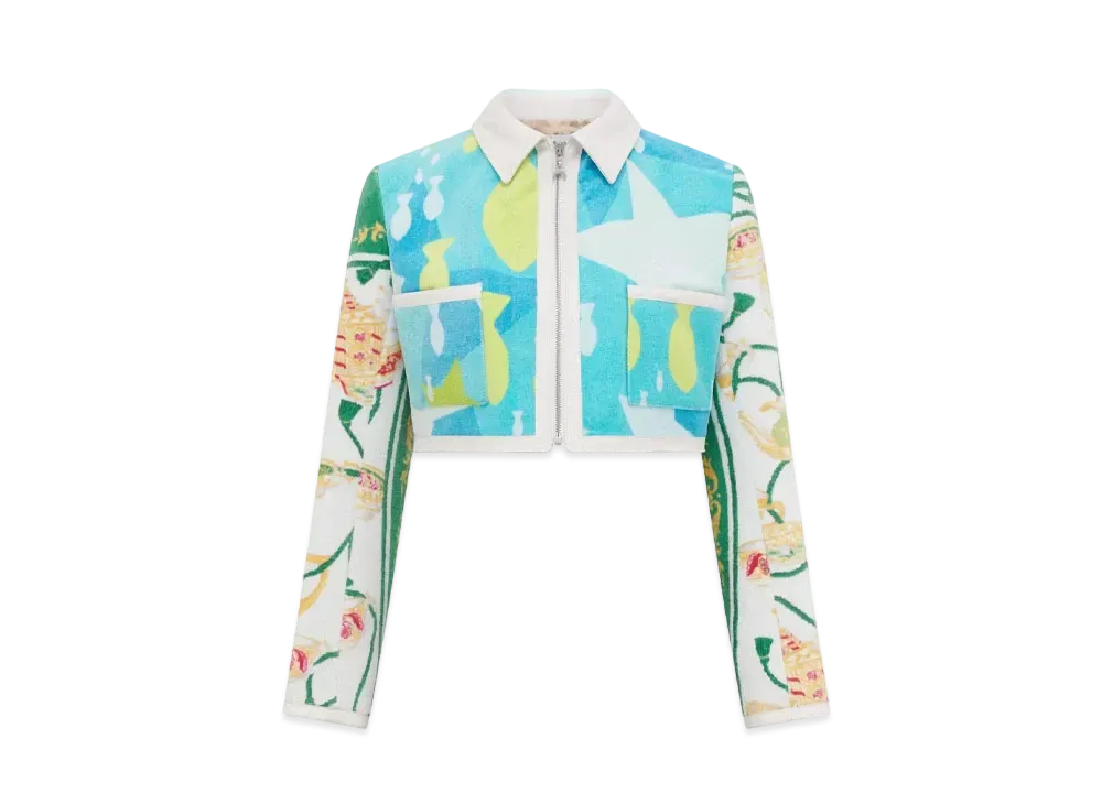 Marine Serre Regenerated Jersey Jacquard Towelling Cropped Jacket "Multi"