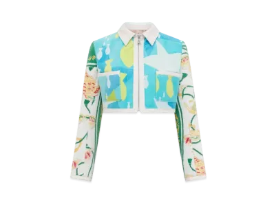 Marine Serre Regenerated Jersey Jacquard Towelling Cropped Jacket "Multi"