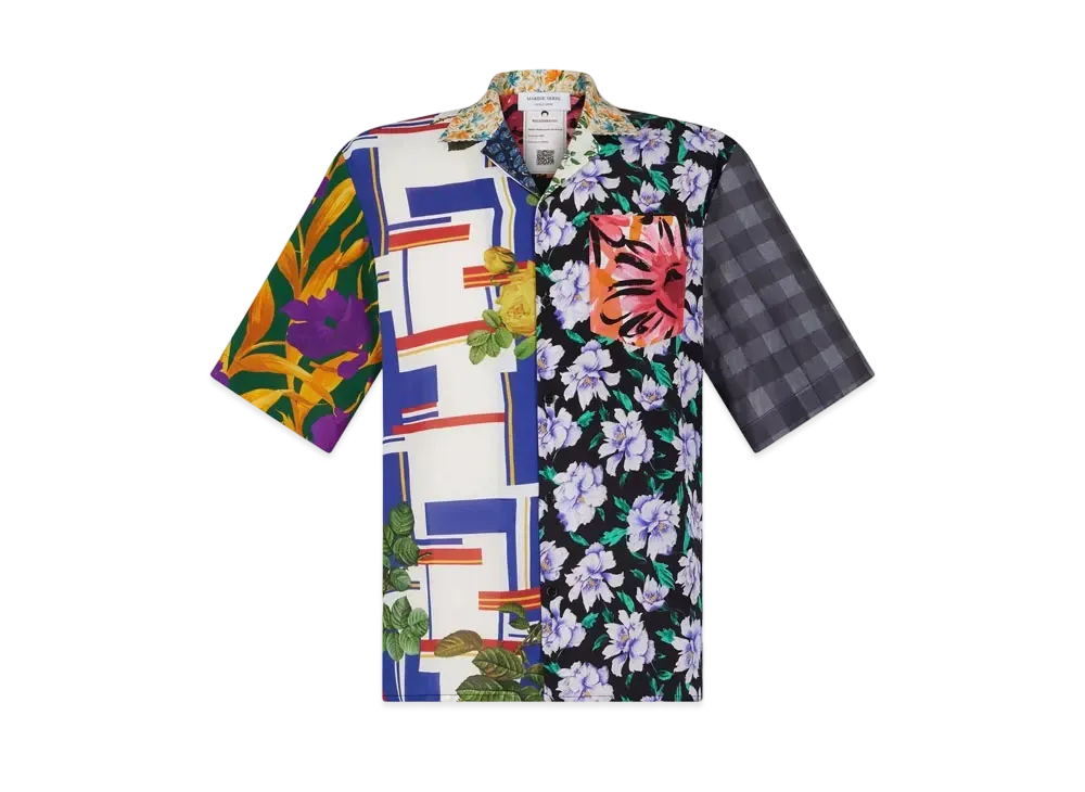 Marine Serre Regenerated Silk Scarf Bowling Shirt "Multicolor Silk #3"