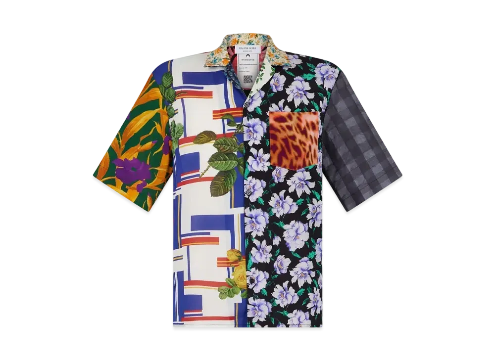 Marine Serre Regenerated Silk Scarf Bowling Shirt "Multicolor Silk #4"