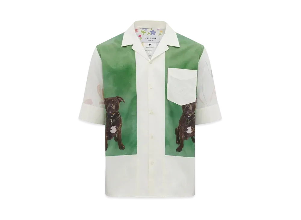 Marine Serre Regenerated Household Linen Calendar Bowling Shirt "Calendar Print"