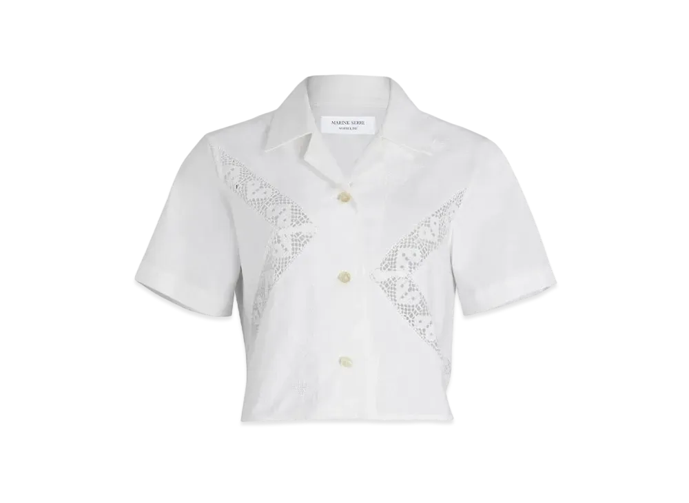 Marine Serre Regenerated Household Linen Cropped Top "White"