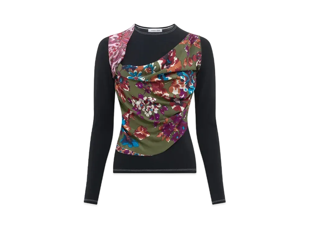 Marine Serre Regenerated Silk Scarf Draped Top "Multicolor Silk #2"