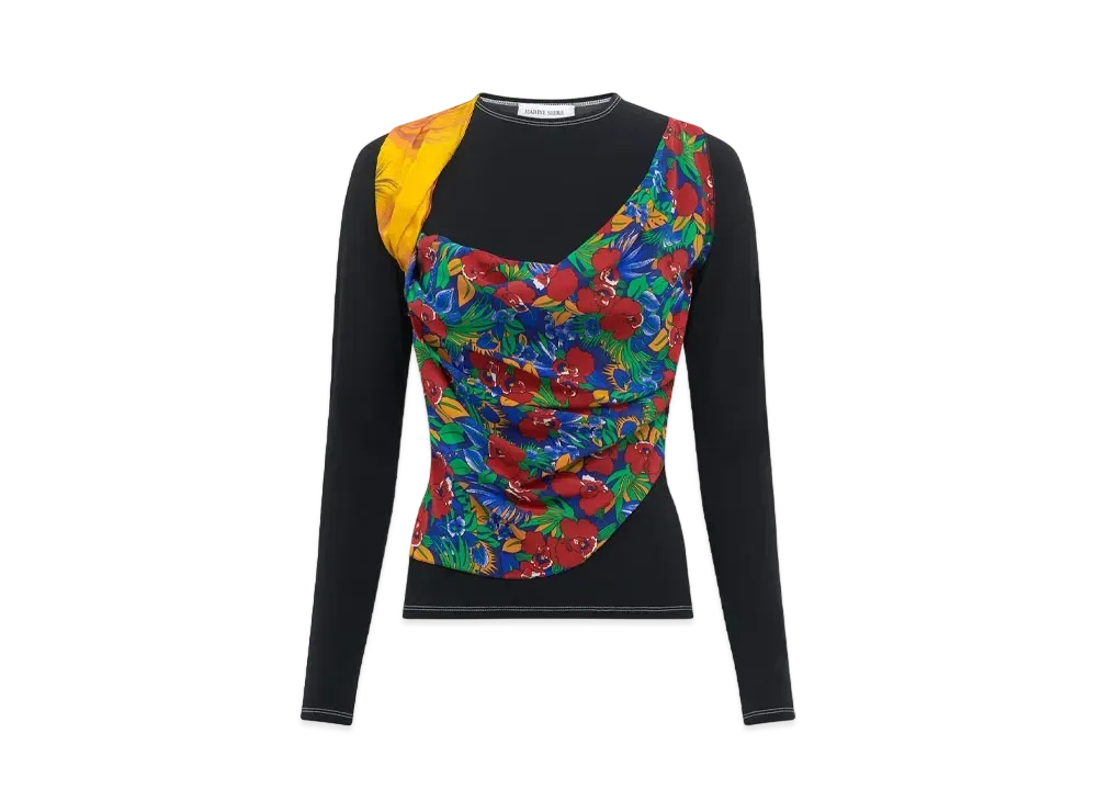 Marine Serre Regenerated Silk Scarf Draped Top "Multicolor Silk #1"