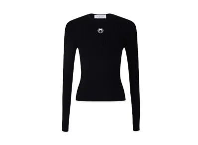 Marine Serre Core Knit Open Back Pullover "Black"