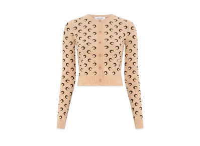 Marine Serre Moon Jacquard Knit Fit Cardigan "Tan Moon"