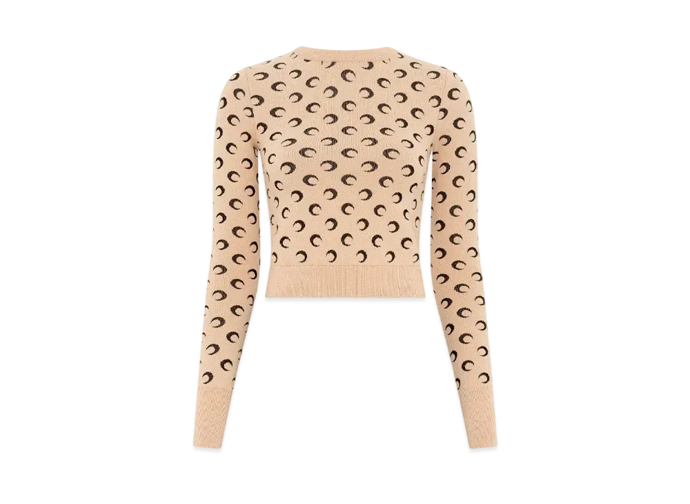 Marine Serre Moon Jacquard Knit Fitted Sweater "Tan Moon"