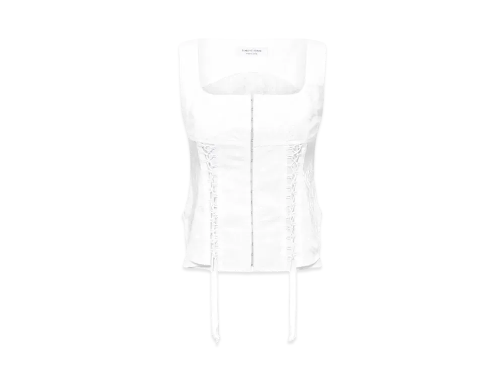 Marine Serre Regenerated Household Linen Corset Top "White"