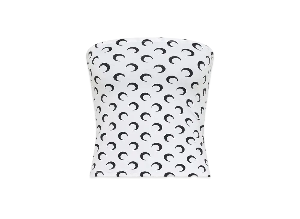 Marine Serre Recycled Moon Jersey Second Skin Tube Top "White"