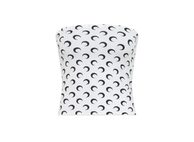 Marine Serre Recycled Moon Jersey Second Skin Tube Top "White"