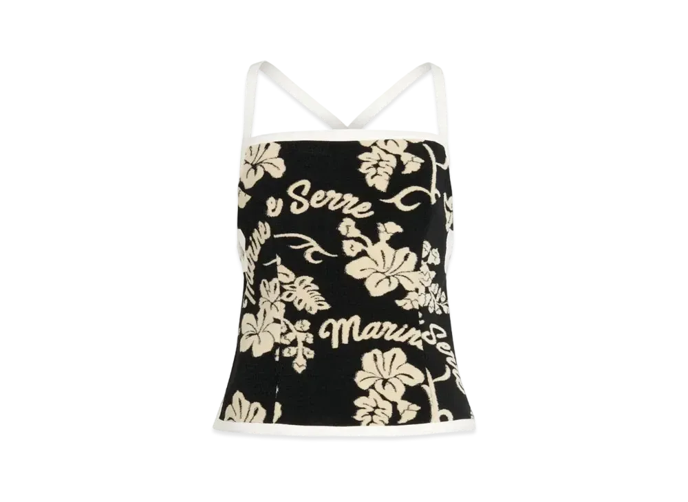 Marine Serre Jersey Jacquard Towel Bustier "Black"