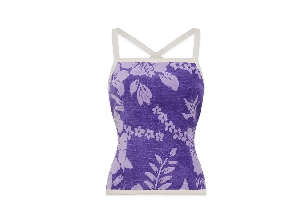 Marine Serre Regenerated Jersey Jacquard Towel Bustier "Purple"