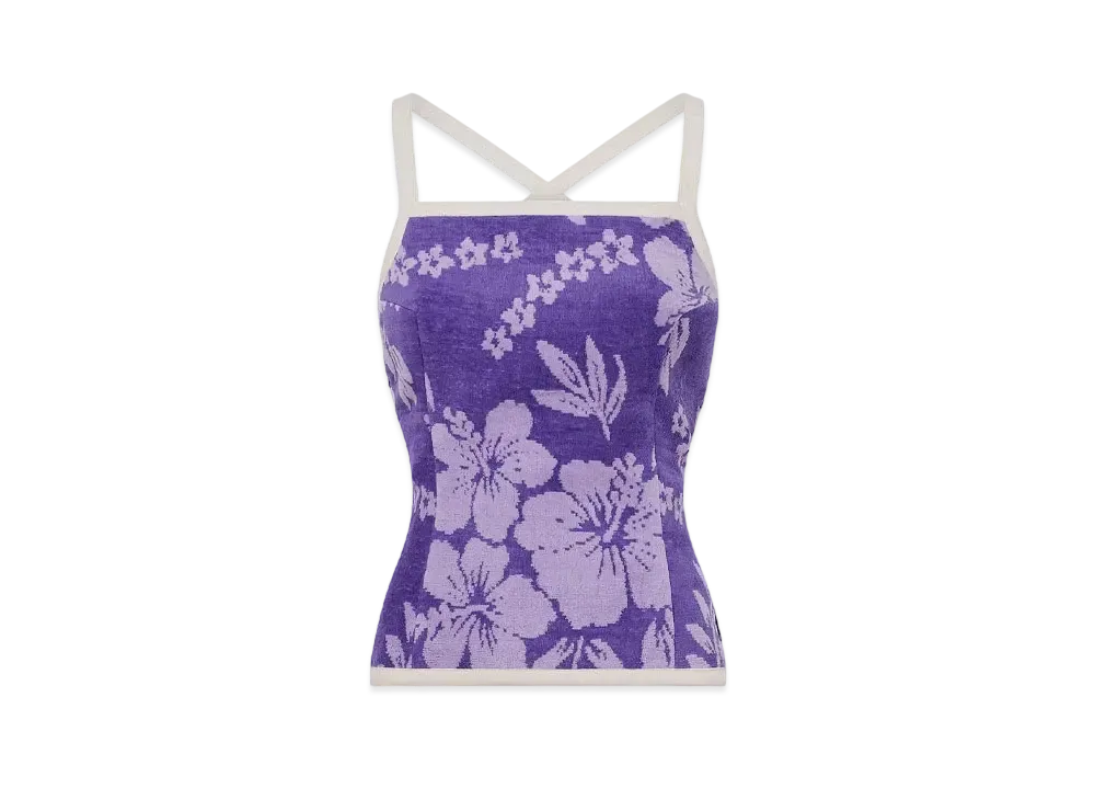 Marine Serre Regenerated Jersey Jacquard Towel Bustier "Purple #1"