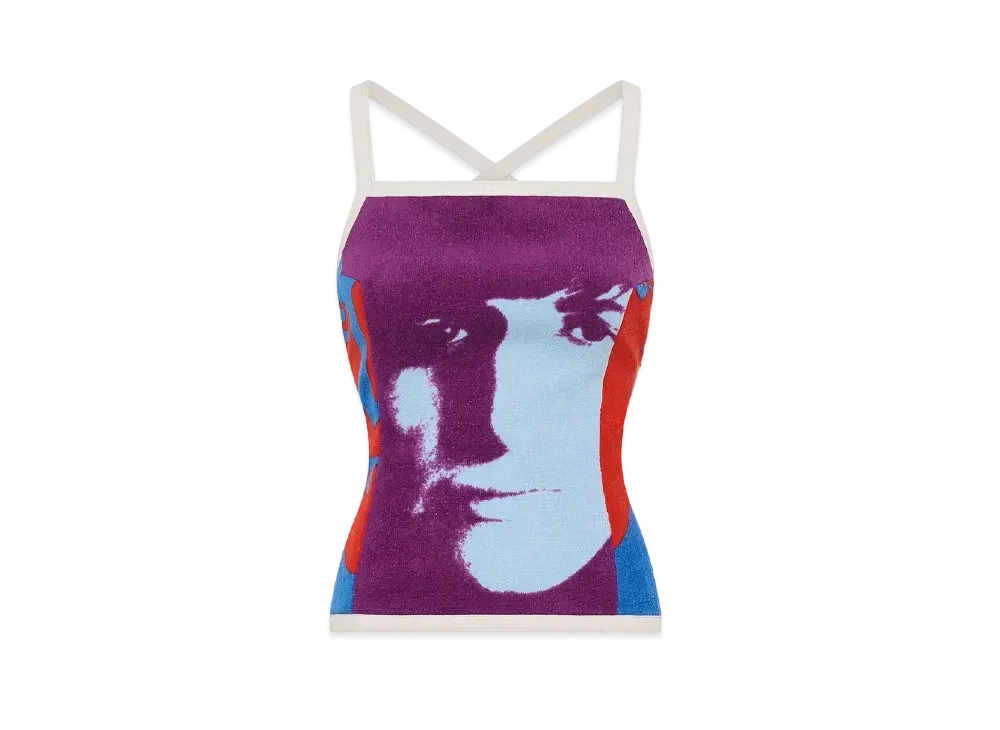 Marine Serre Regenerated Jersey Jacquard Towel Bustier "Jersey Jacquard Towel"