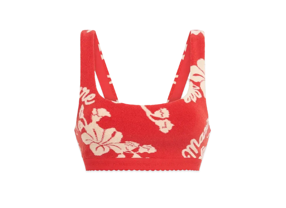 Marine Serre Jersey Jacquard Towelling Bra "Red"