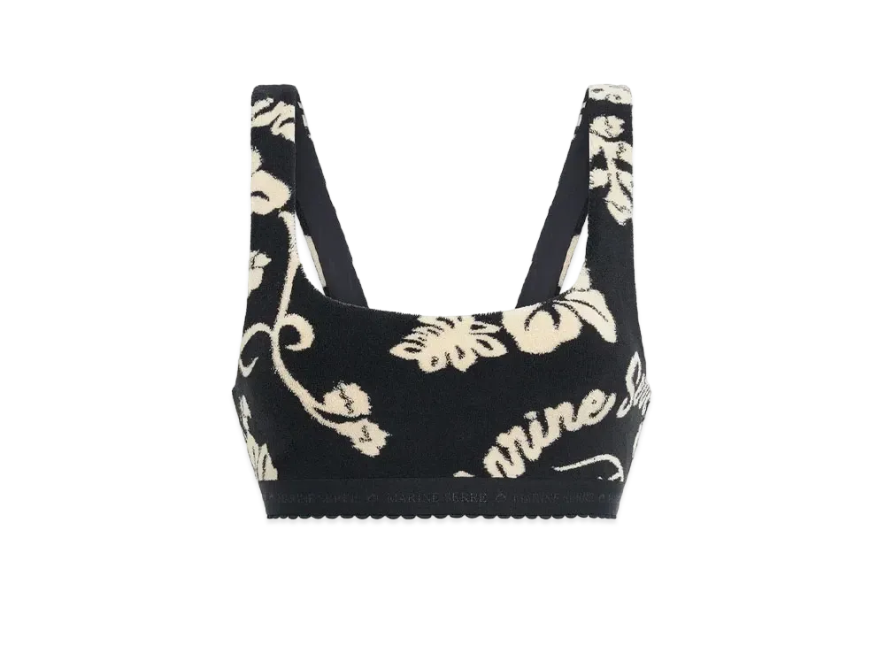 Marine Serre Jersey Jacquard Towelling Bra "Black"