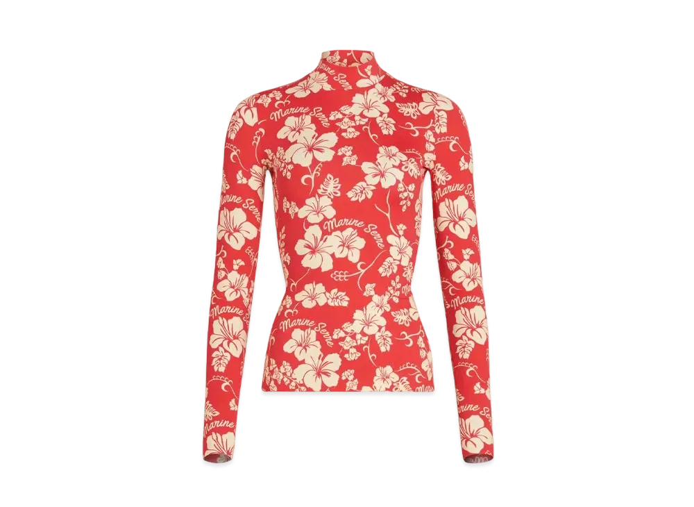Marine Serre Recycled Jersey High Neck Second Skin "Red"