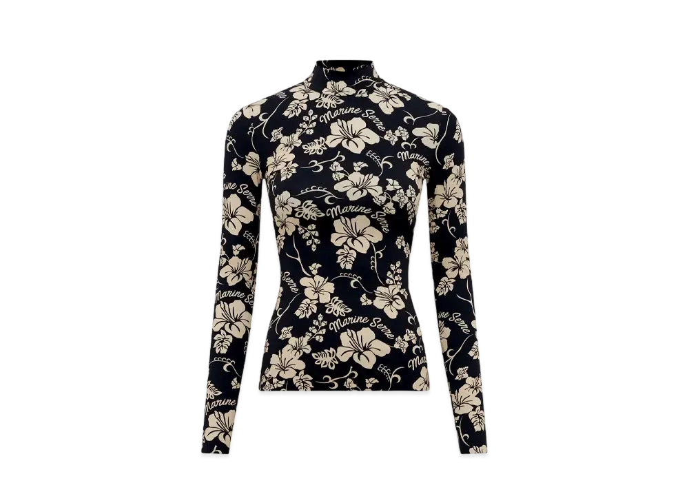 Marine Serre Recycled Jersey High Neck Second Skin "Black"