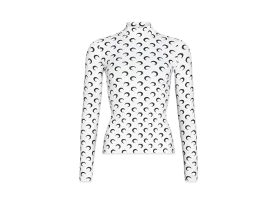 Marine Serre Recycled Moon Jersey Second Skin High Neck Top "White"