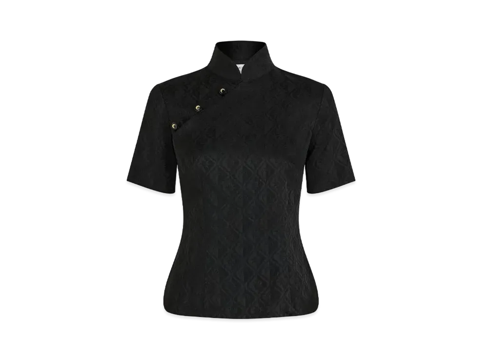 Marine Serre Jacquard Viscose Long Top "Black"