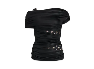 Marine Serre Regenerated Jersey Draped Top "Black"