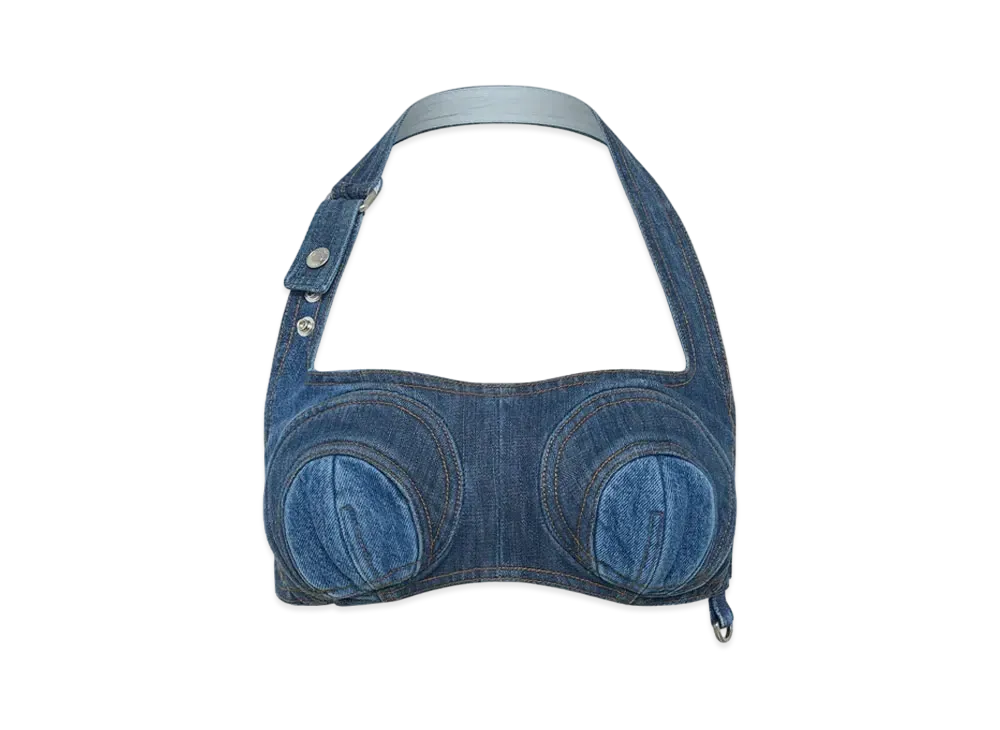 Marine Serre Regenerated Denim Bra "Blue Denim"