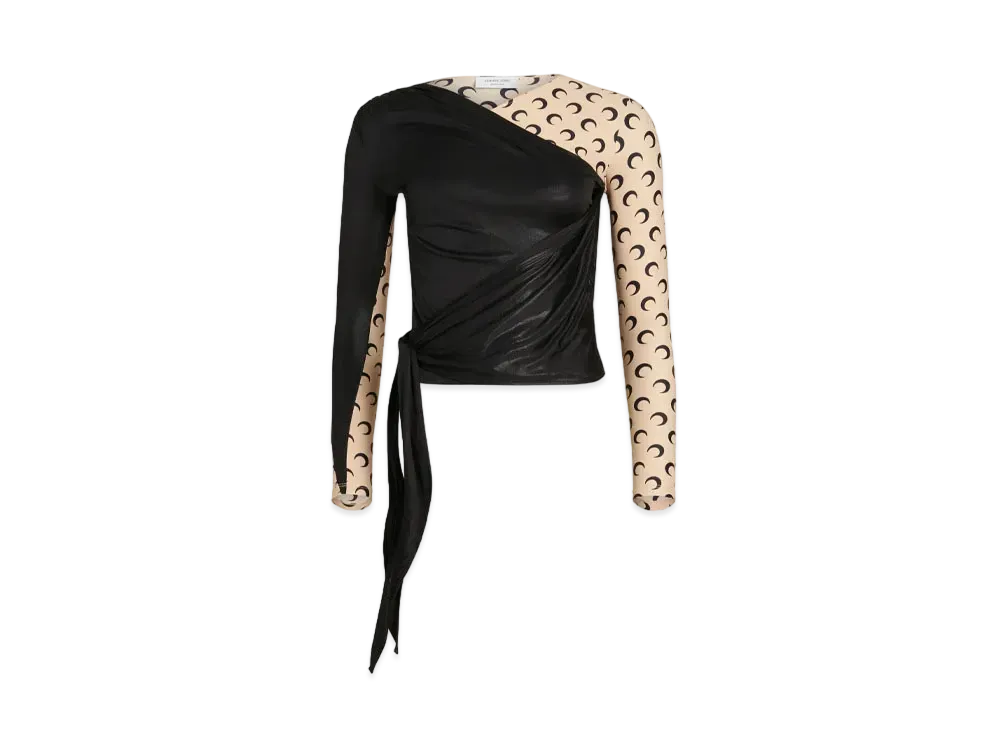 Marine Serre Regenerated Jersey Draped Top "Tan Moon"